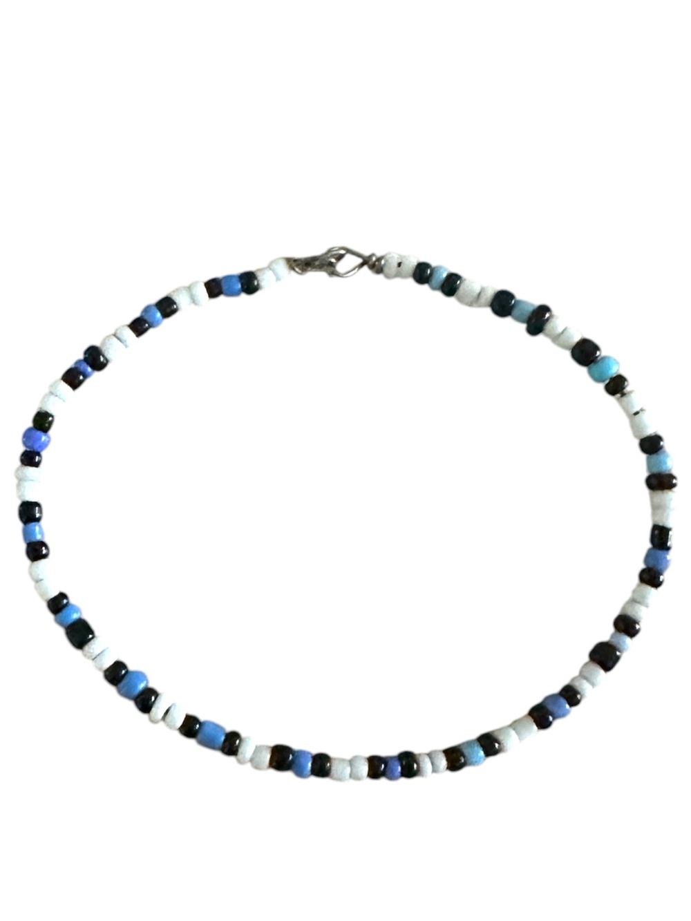 Blue Black and White Seed Bead Bracelet